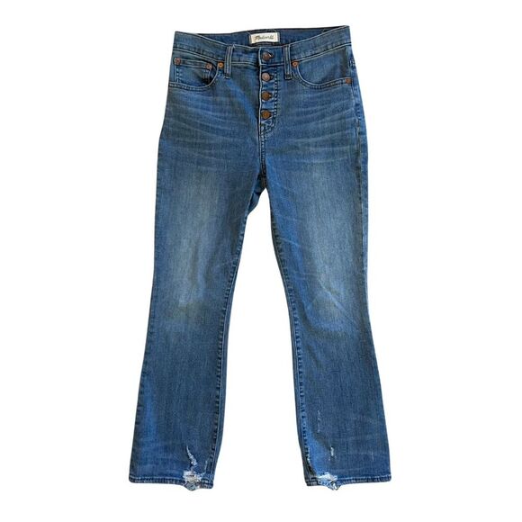 Madewell Cali Demi-Boot Jeans High Rise Distressed Medium Wash 26 - Picture 1 of 9